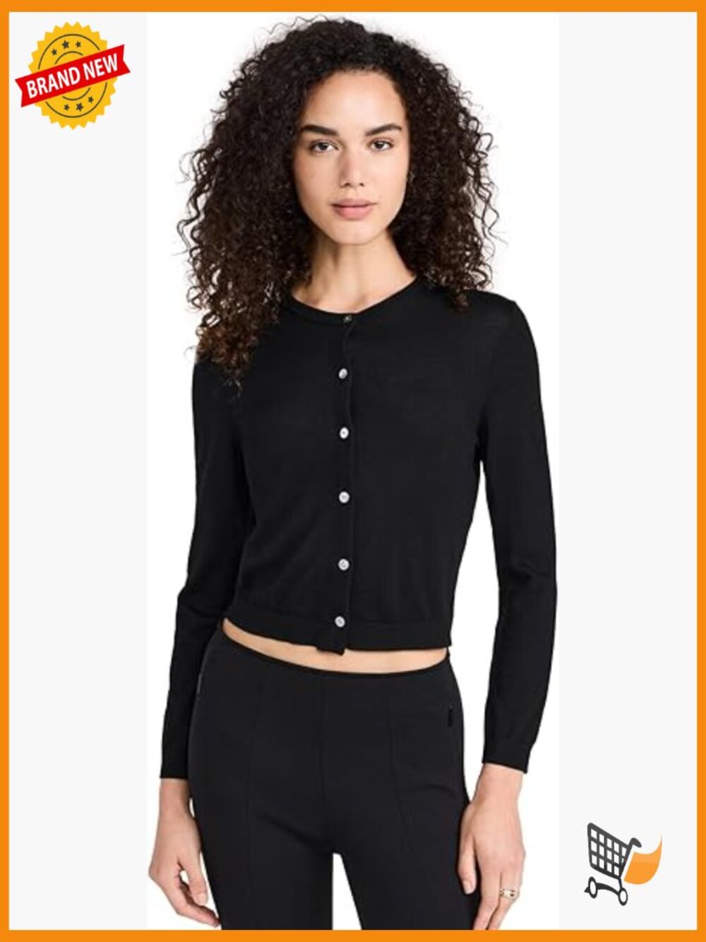 Merino Wool Crop Cardigan with Ribbed Trim and Button Closure